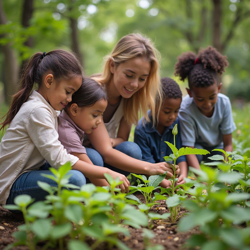 Students learning in outdoor classroom